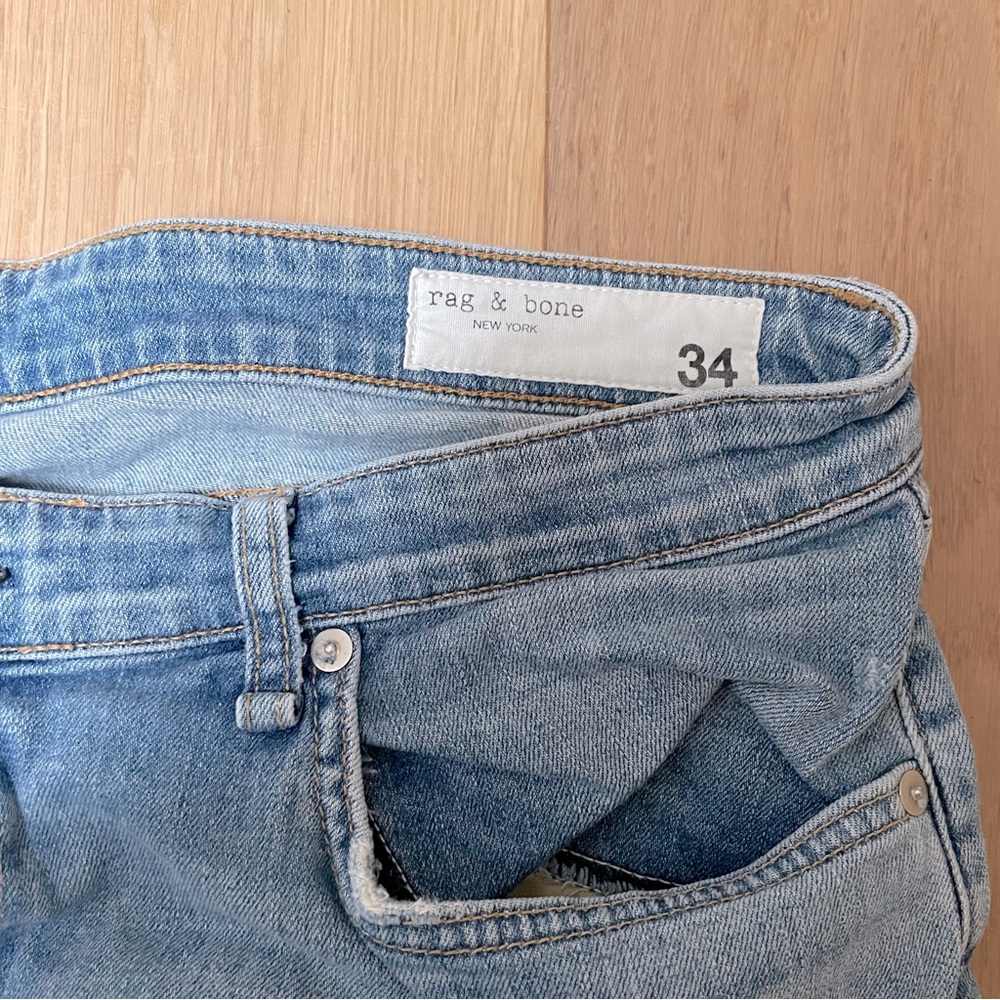 Rag & bone Dre Ripped Ankle Slim Boyfriend Jeans (Sonny Who) — size 34